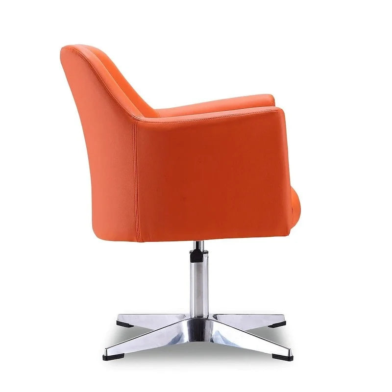 Manhattan Comfort Pelo Chrome Faux Leather Adjustable Height Swivel Accent Chair (Set of 2)