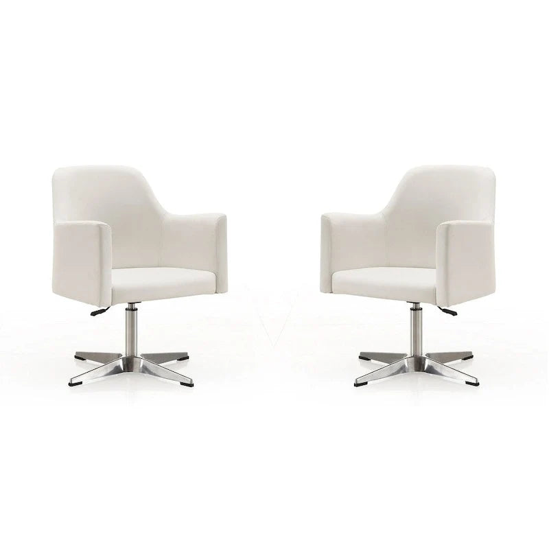 Manhattan Comfort Pelo Chrome Faux Leather Adjustable Height Swivel Accent Chair (Set of 2)