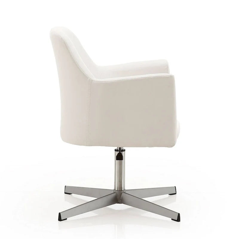 Manhattan Comfort Pelo Chrome Faux Leather Adjustable Height Swivel Accent Chair (Set of 2)
