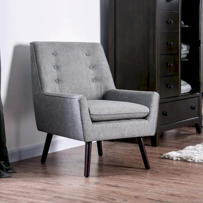Valla Modern Wood Button Tufted Flared Arms Accent Chair by Carson Carrington
