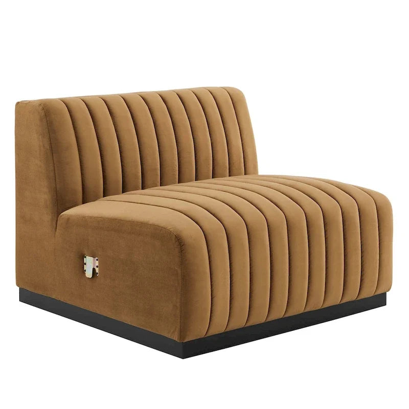 Fauteuil sans accoudoirs Conjure Channel en velours tufté de performance