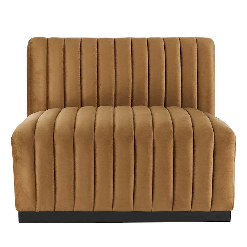 Fauteuil sans accoudoirs Conjure Channel en velours tufté de performance