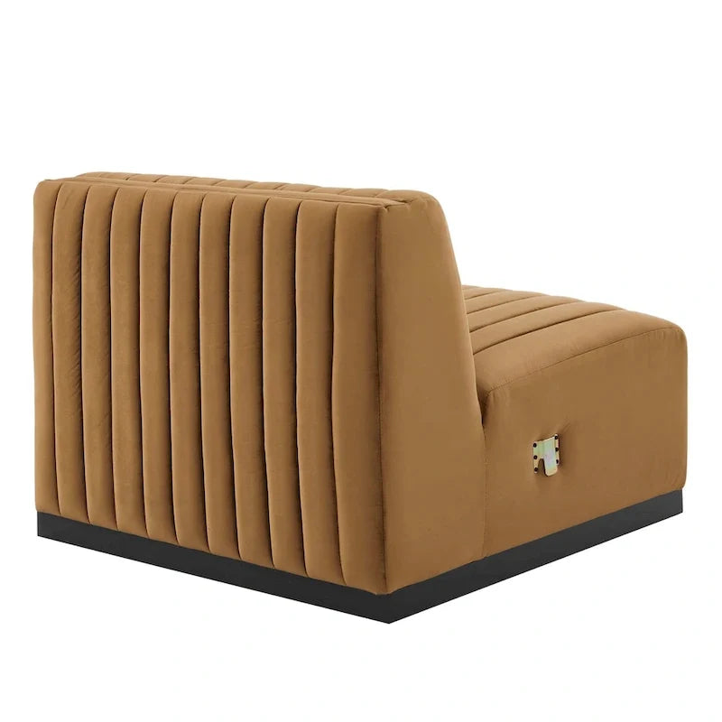 Fauteuil sans accoudoirs Conjure Channel en velours tufté de performance