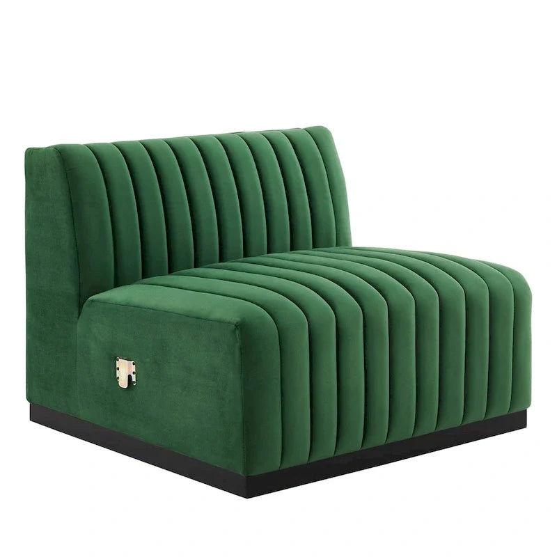 Fauteuil sans accoudoirs Conjure Channel en velours tufté de performance