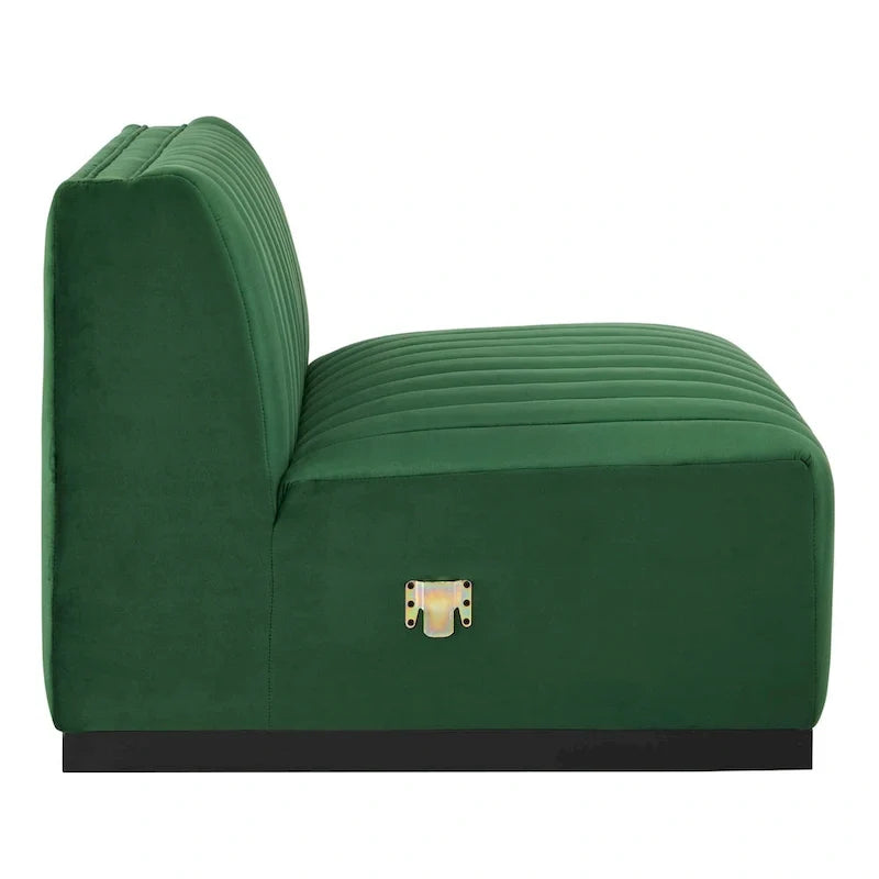 Fauteuil sans accoudoirs Conjure Channel en velours tufté de performance