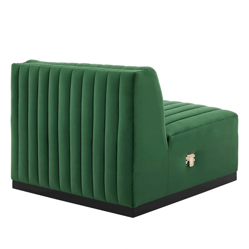 Fauteuil sans accoudoirs Conjure Channel en velours tufté de performance