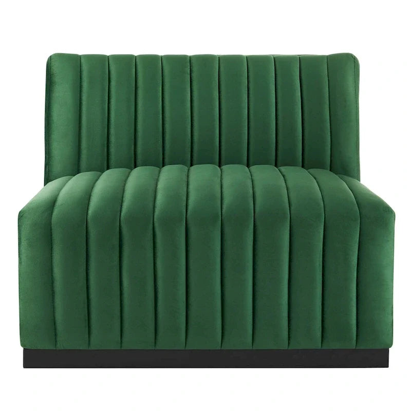 Fauteuil sans accoudoirs Conjure Channel en velours tufté de performance