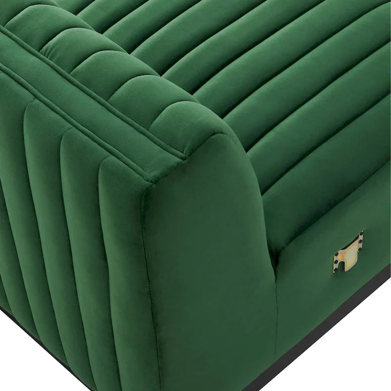 Fauteuil sans accoudoirs Conjure Channel en velours tufté de performance