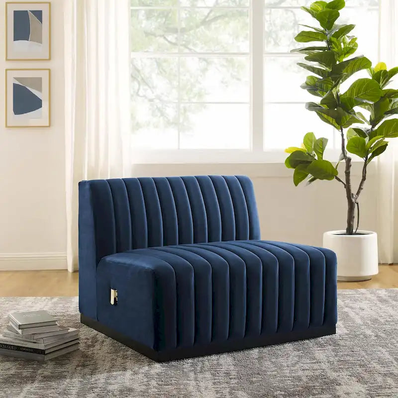 Fauteuil sans accoudoirs Conjure Channel en velours tufté de performance