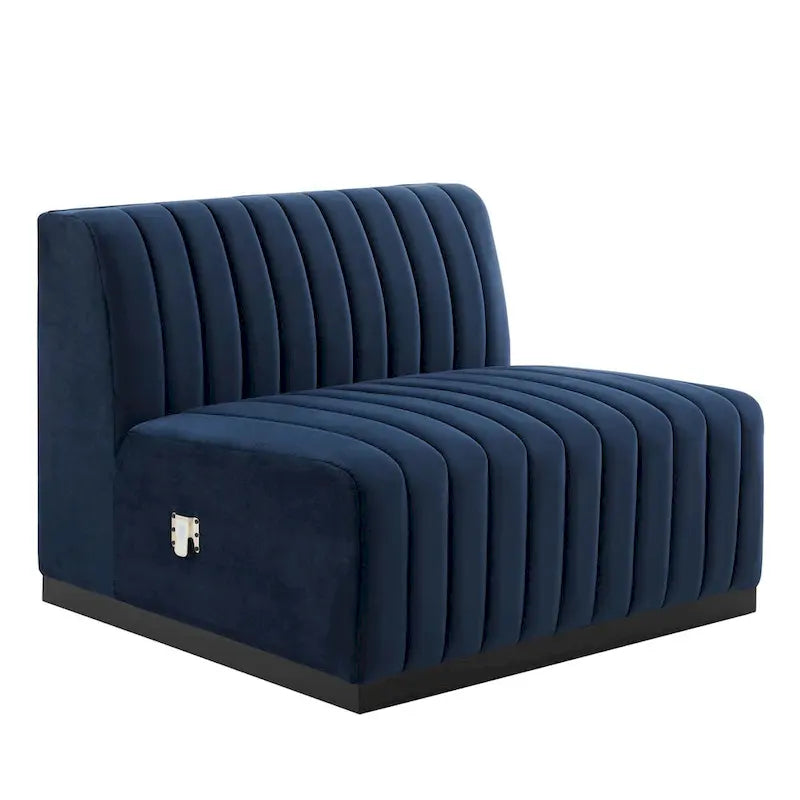 Fauteuil sans accoudoirs Conjure Channel en velours tufté de performance