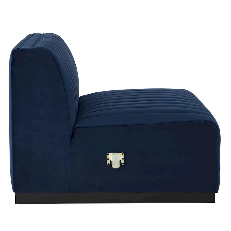 Fauteuil sans accoudoirs Conjure Channel en velours tufté de performance