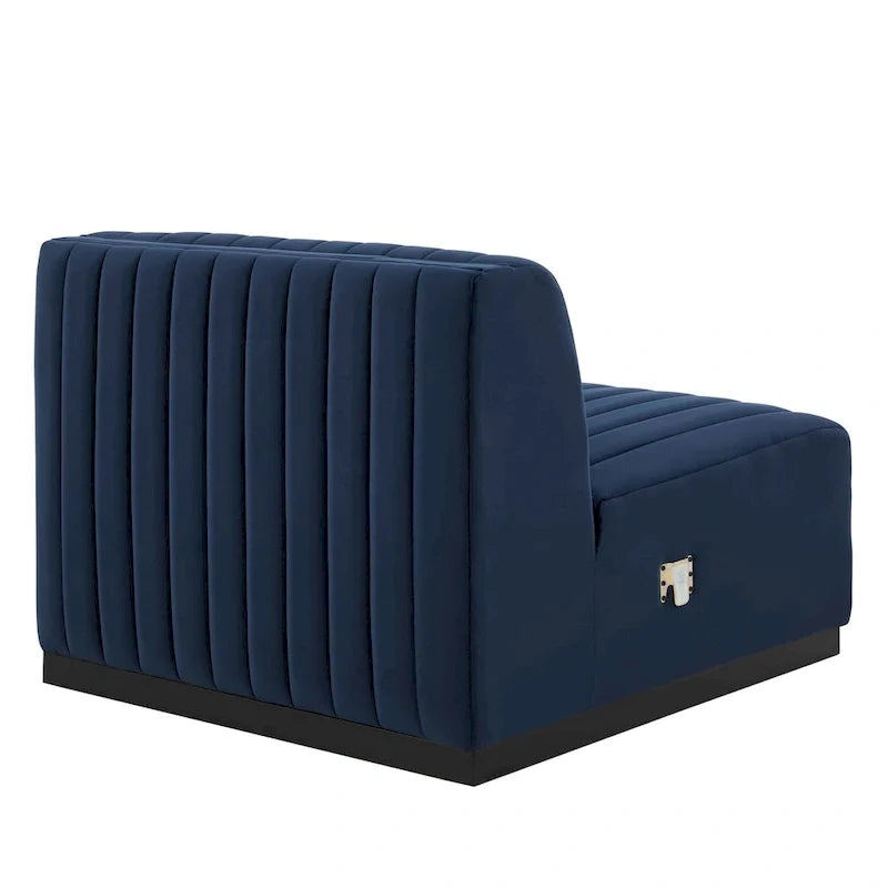 Fauteuil sans accoudoirs Conjure Channel en velours tufté de performance