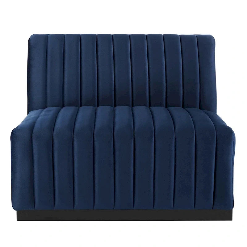 Fauteuil sans accoudoirs Conjure Channel en velours tufté de performance