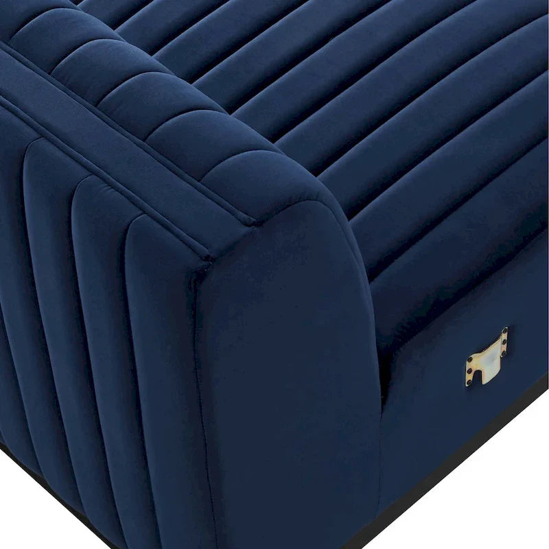 Fauteuil sans accoudoirs Conjure Channel en velours tufté de performance
