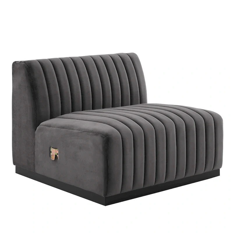 Fauteuil sans accoudoirs Conjure Channel en velours tufté de performance