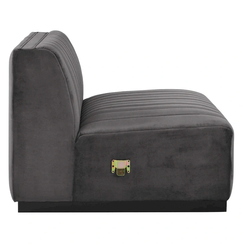 Fauteuil sans accoudoirs Conjure Channel en velours tufté de performance
