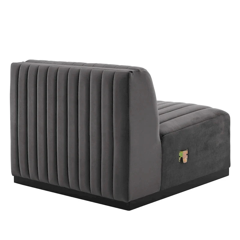 Fauteuil sans accoudoirs Conjure Channel en velours tufté de performance