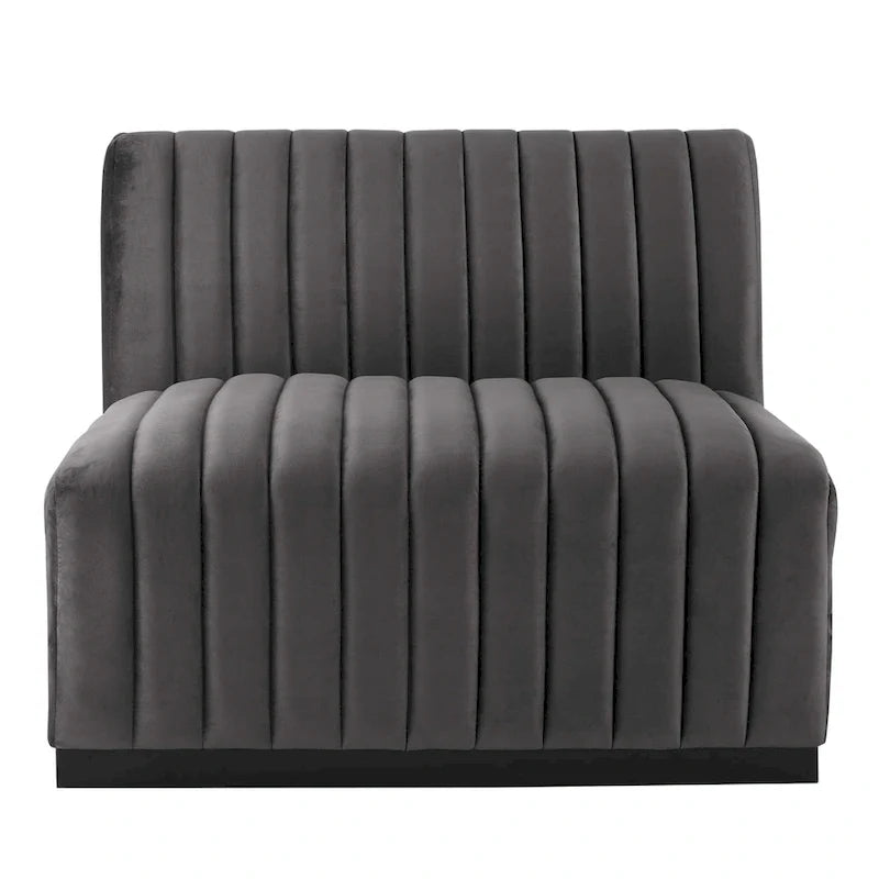 Fauteuil sans accoudoirs Conjure Channel en velours tufté de performance