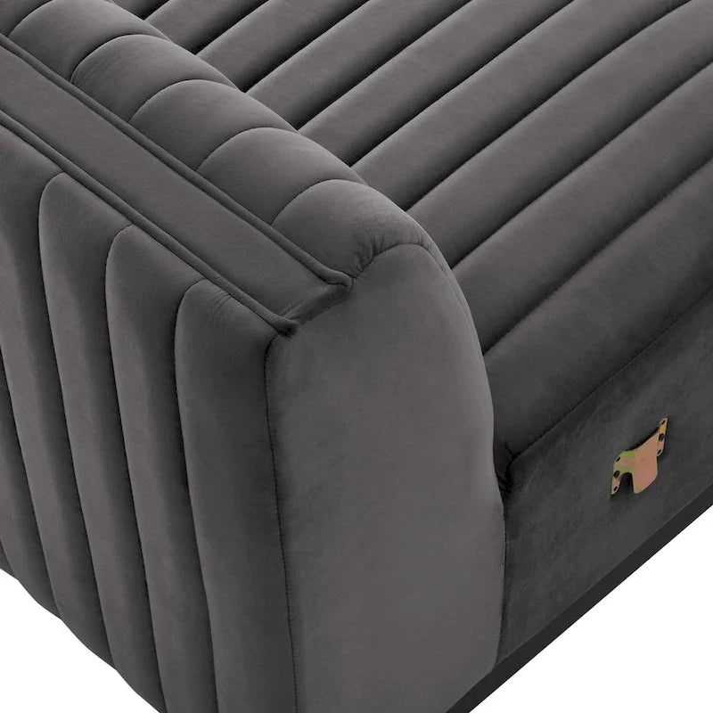 Fauteuil sans accoudoirs Conjure Channel en velours tufté de performance