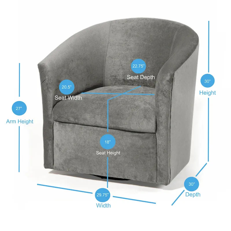 Fauteuil pivotant moderne en microfibre Ellery de Greyson Living