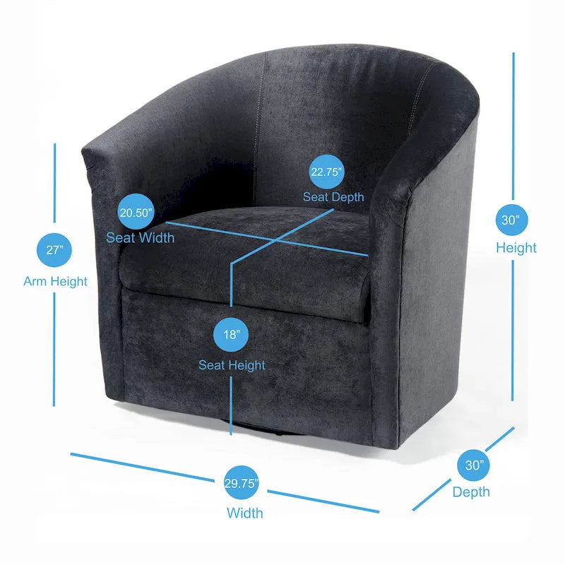 Fauteuil pivotant moderne en microfibre Ellery de Greyson Living