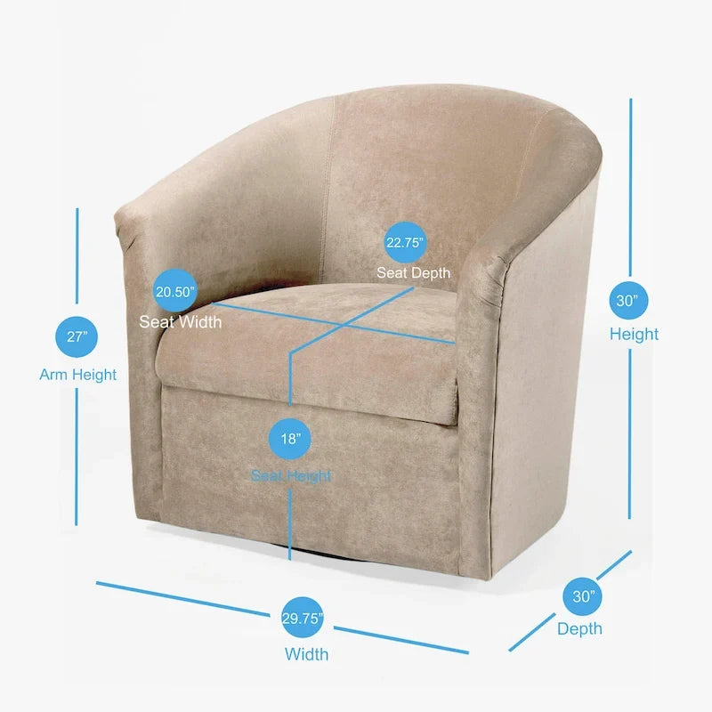 Fauteuil pivotant moderne en microfibre Ellery de Greyson Living