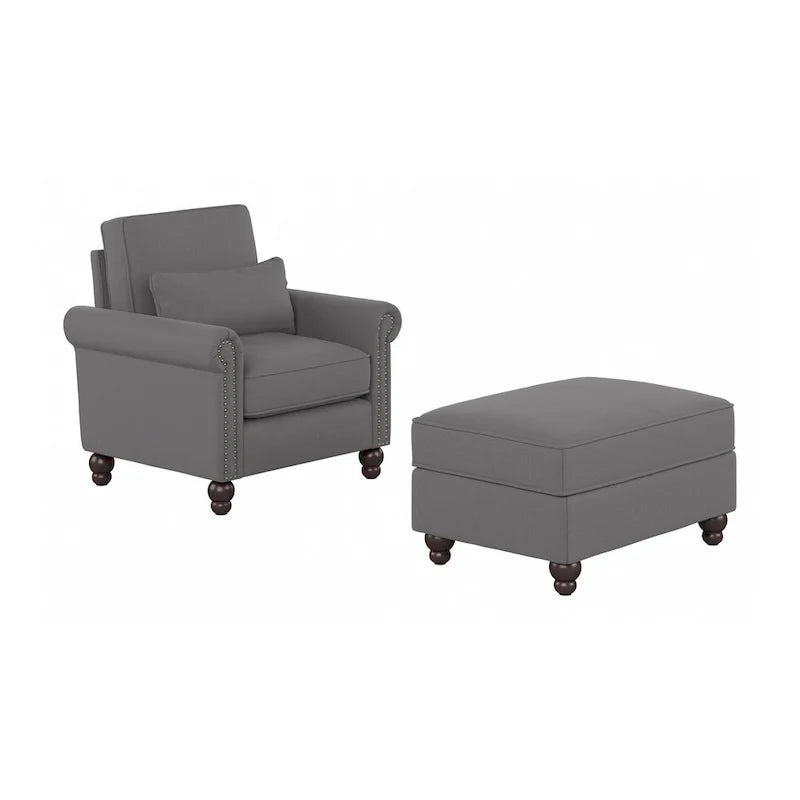 Bush Furniture Coventry Living Room Accent Chair with Ottoman Set