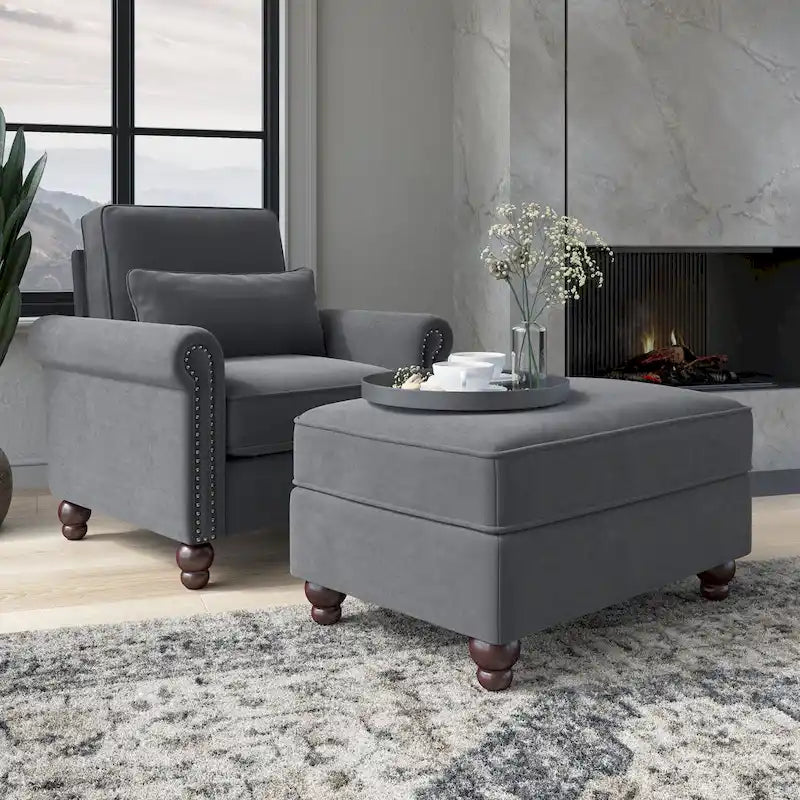 Bush Furniture Coventry Living Room Accent Chair with Ottoman Set