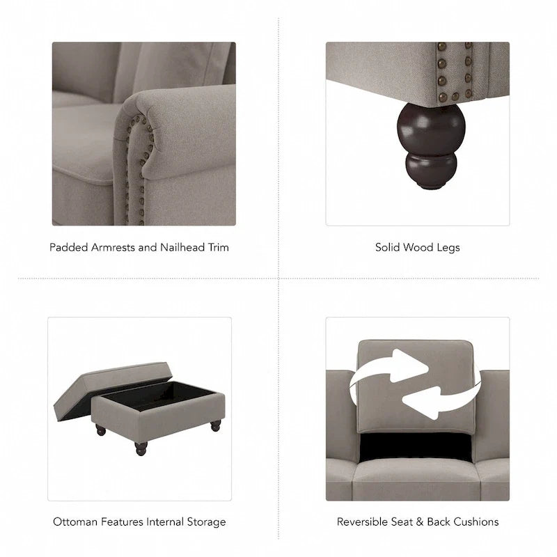 Bush Furniture Coventry Living Room Accent Chair with Ottoman Set