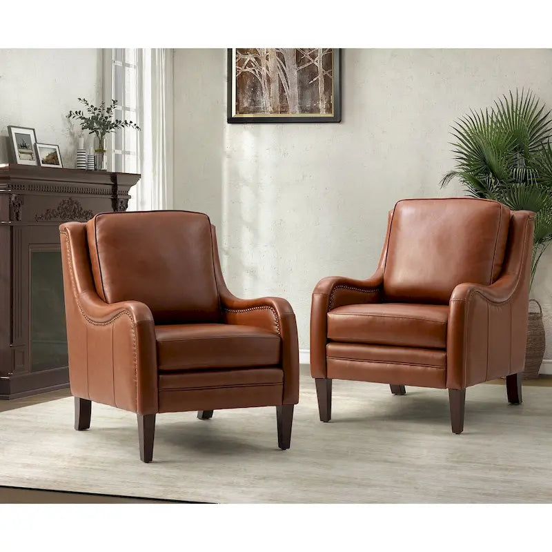 Lot de 2 fauteuils de salon confortables Pascual avec pieds en bois massif