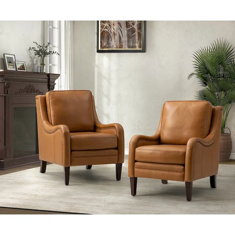 Lot de 2 fauteuils de salon confortables Pascual avec pieds en bois massif