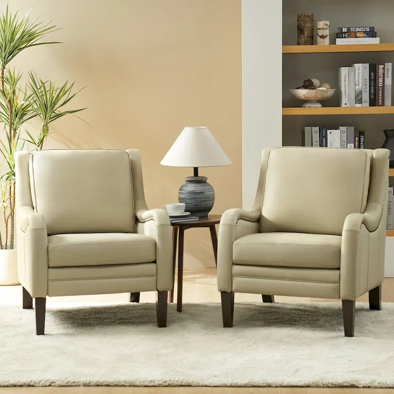 Lot de 2 fauteuils de salon confortables Pascual avec pieds en bois massif