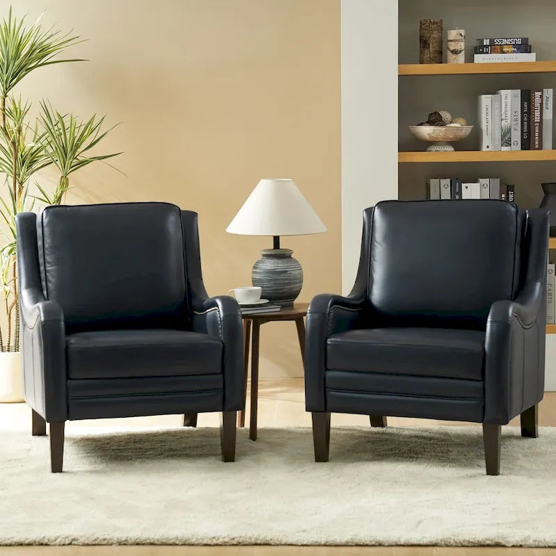 Lot de 2 fauteuils de salon confortables Pascual avec pieds en bois massif