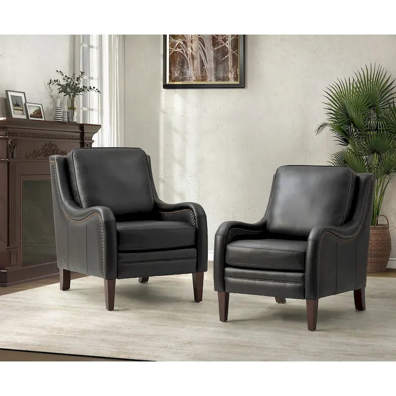 Lot de 2 fauteuils de salon confortables Pascual avec pieds en bois massif