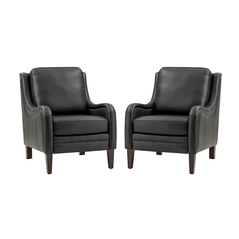 Lot de 2 fauteuils de salon confortables Pascual avec pieds en bois massif