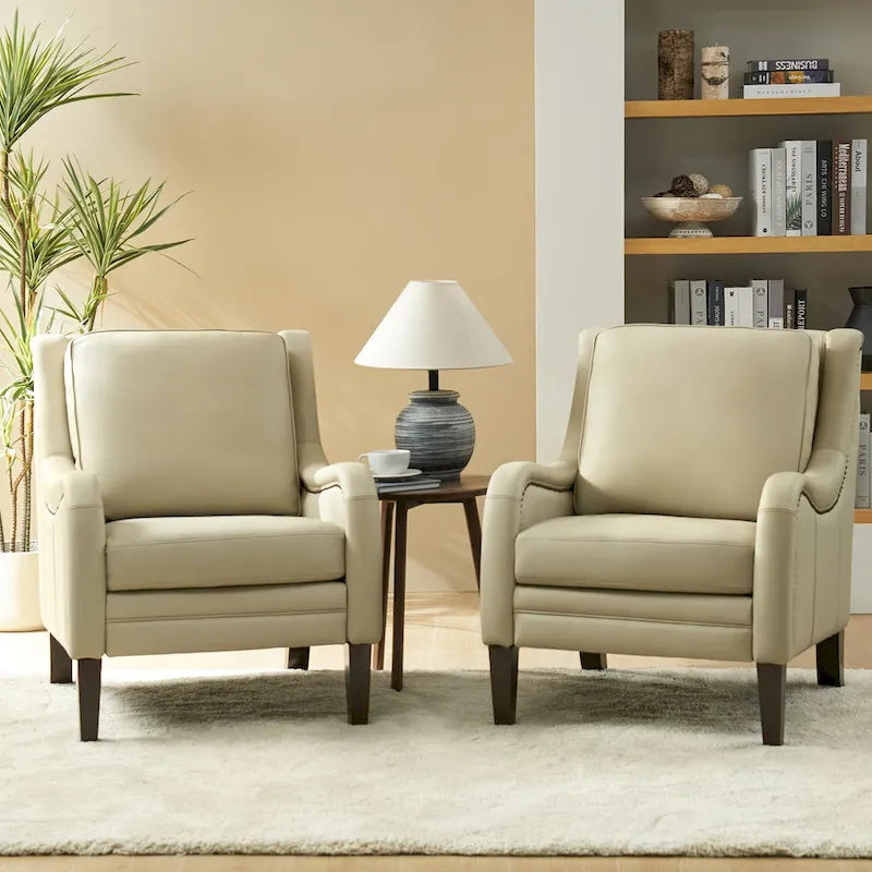 Lot de 2 fauteuils de salon confortables Pascual avec pieds en bois massif