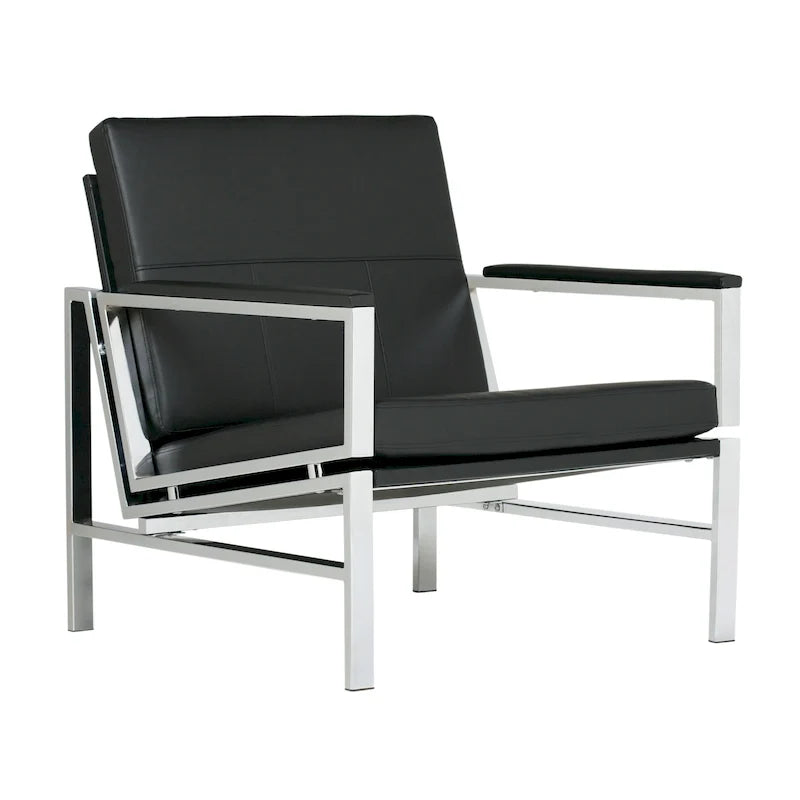 Fauteuil d'appoint du milieu du siècle en métal et cuir reconstitué Strick & Bolton Regina