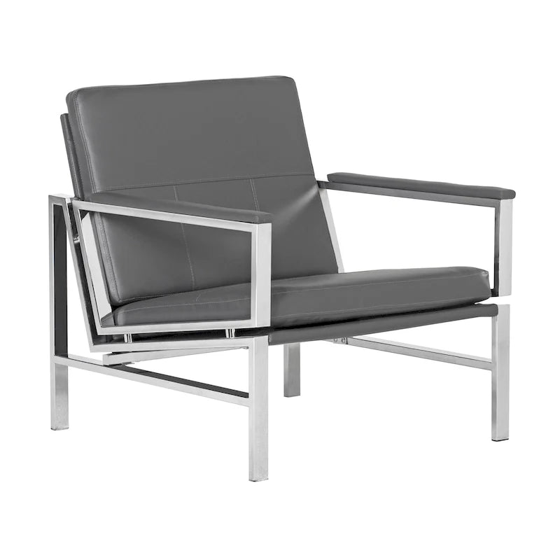 Fauteuil d'appoint du milieu du siècle en métal et cuir reconstitué Strick & Bolton Regina
