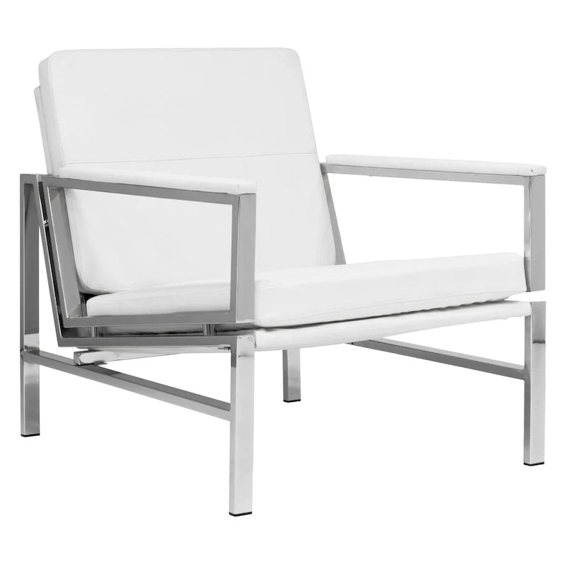 Strick & Bolton Regina Metal and Bonded Leather Mid Century Accent Chair