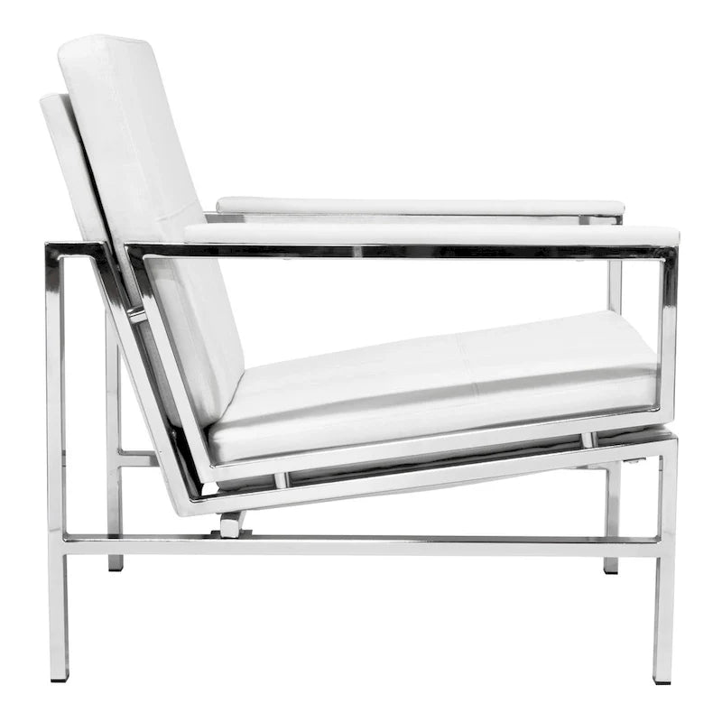 Strick & Bolton Regina Metal and Bonded Leather Mid Century Accent Chair