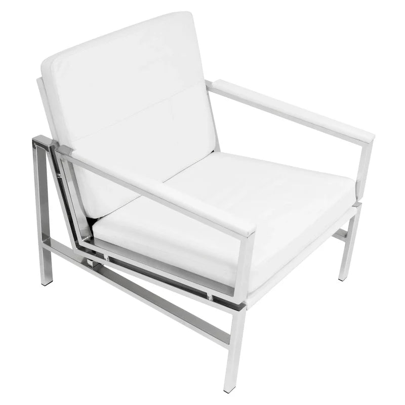 Strick & Bolton Regina Metal and Bonded Leather Mid Century Accent Chair