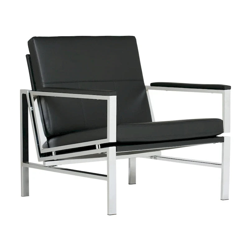 Strick & Bolton Regina Metal and Bonded Leather Mid Century Accent Chair