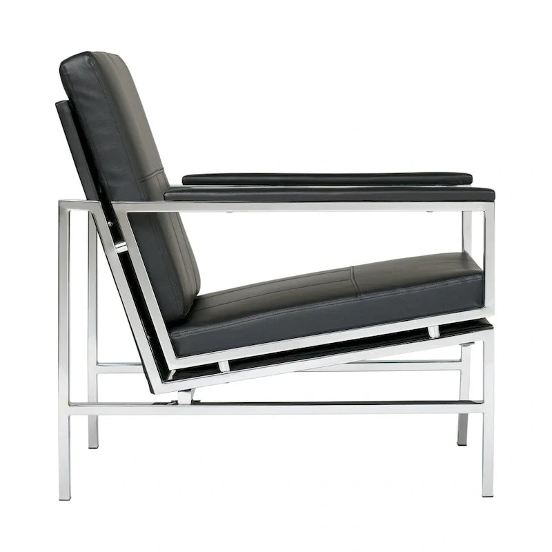 Strick & Bolton Regina Metal and Bonded Leather Mid Century Accent Chair