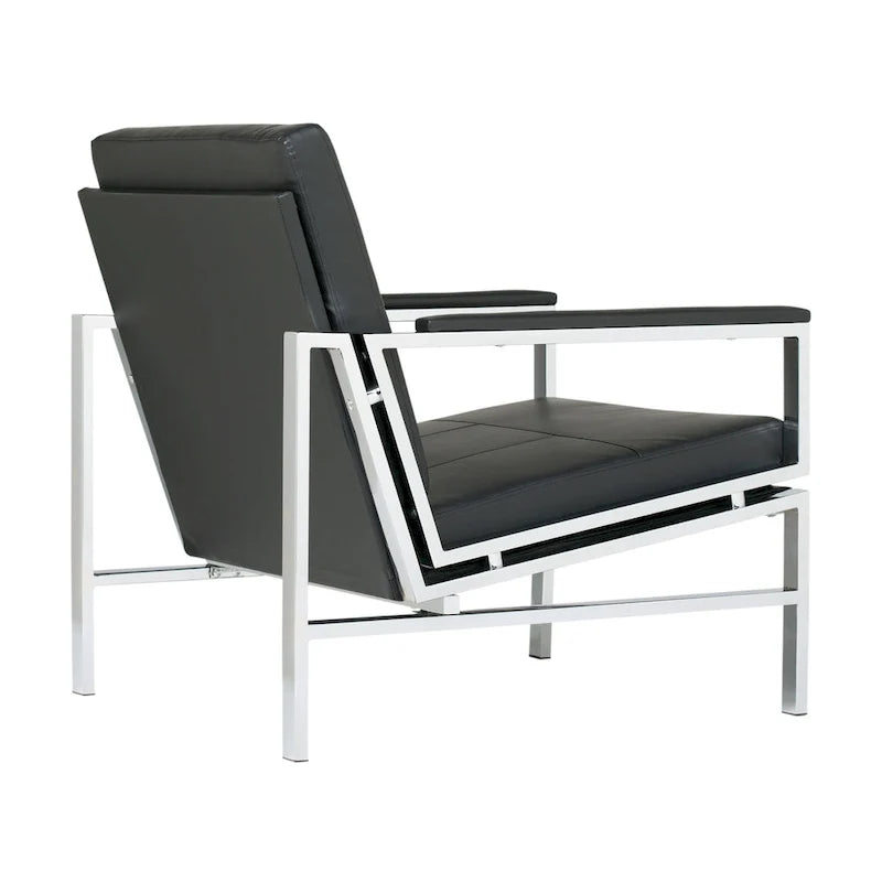 Strick & Bolton Regina Metal and Bonded Leather Mid Century Accent Chair