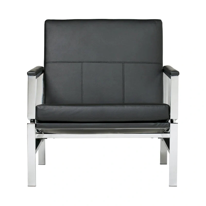 Strick & Bolton Regina Metal and Bonded Leather Mid Century Accent Chair