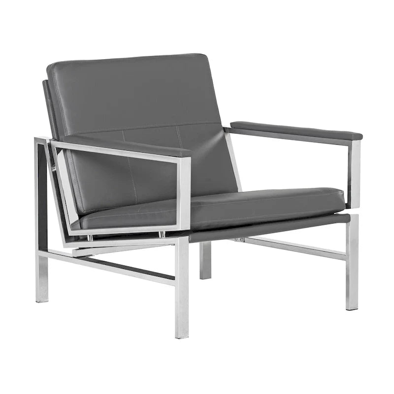 Strick & Bolton Regina Metal and Bonded Leather Mid Century Accent Chair