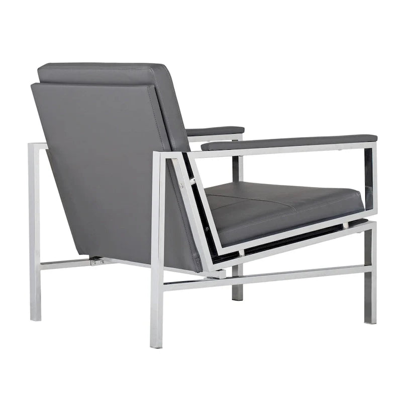Strick & Bolton Regina Metal and Bonded Leather Mid Century Accent Chair