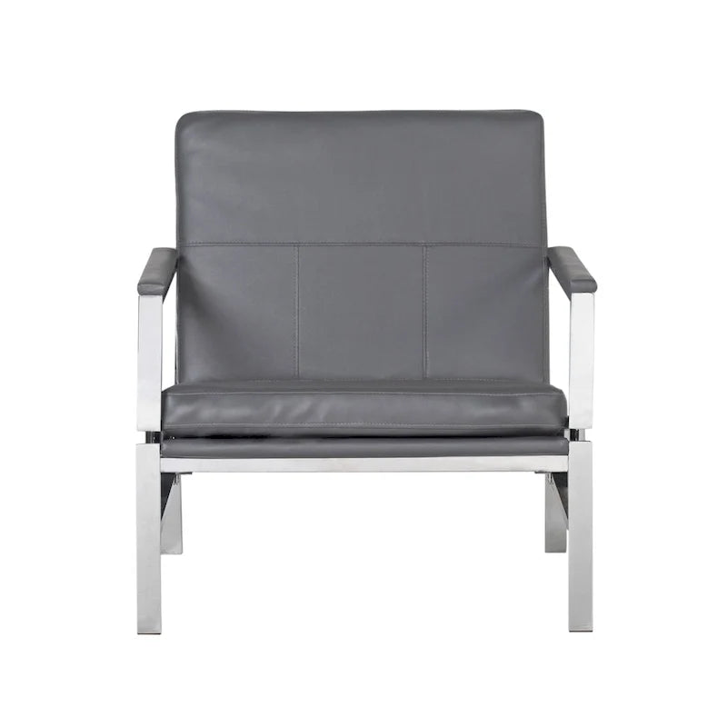 Strick & Bolton Regina Metal and Bonded Leather Mid Century Accent Chair