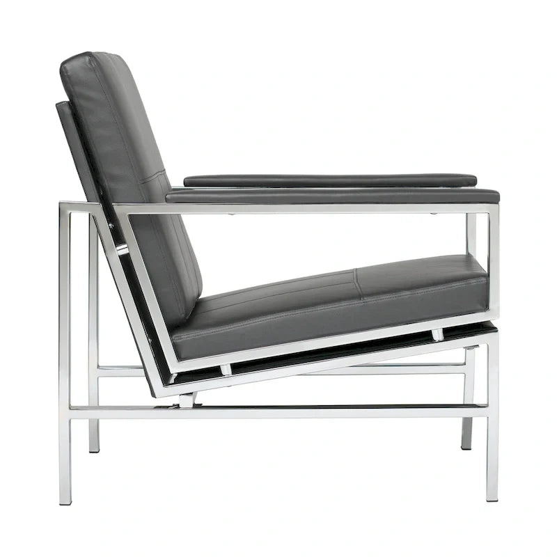 Strick & Bolton Regina Metal and Bonded Leather Mid Century Accent Chair