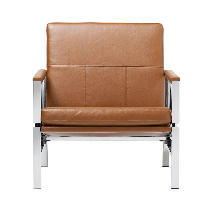 Strick & Bolton Regina Metal and Bonded Leather Mid Century Accent Chair